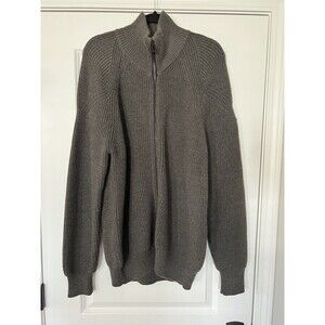 Belstaff Full Zip Cardigan Sweater Wool Dark Gray Size XL EUC